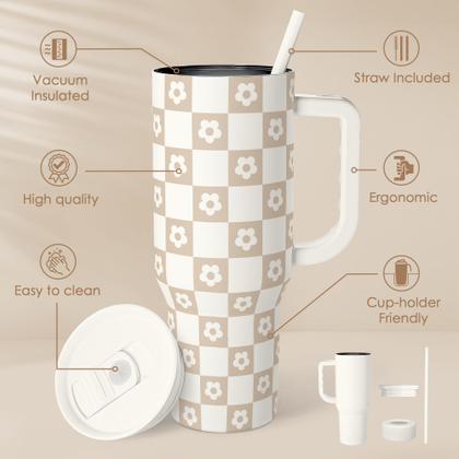 Imagem de Copo para beber SANDJEST, alça de copo de aço inoxidável de 40 onças