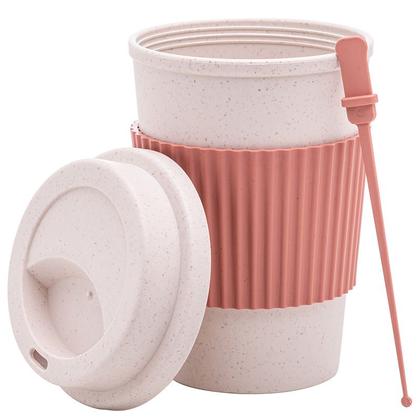 Imagem de Copo para café de bambu ecológico com tampa e mexedor Lyor 450 ml