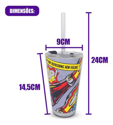 Imagem de Copo para Drink em Vidro com Canudo e Tampa Hauskraft Fizz Coca-Cola 450ml