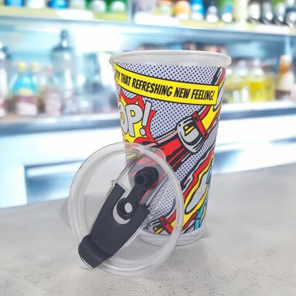 Imagem de Copo para Drink em Vidro com Canudo e Tampa Hauskraft Fizz Coca-Cola 450ml