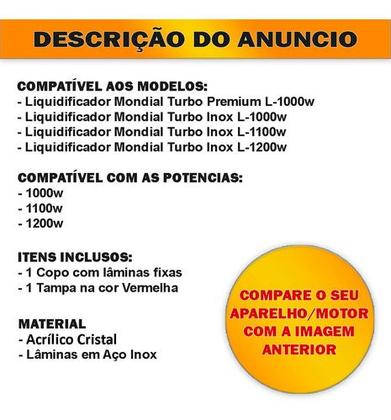 Imagem de Copo para Liquidificador Compatível Mondial Turbo Premium E Inox L1000 L1100 Cristal