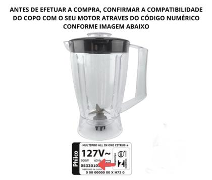 Imagem de Copo para Liquidificador Philco Multiprocessador All In One 2 Acrilico cristal