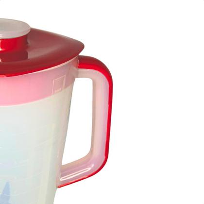 Imagem de Copo Para Liquidificador Resistente Compatível Com Britania B1000 Philco PH900 PH1200 Funkitchen Tampa Vermelha
