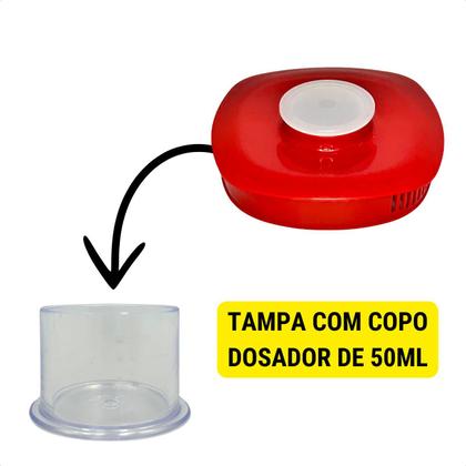 Imagem de Copo Para Liquidificador Resistente Compatível Com Britania B1000 Philco PH900 PH1200 Funkitchen Tampa Vermelha