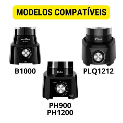 Imagem de Copo Para Liquidificador Resistente Compatível Com Britania B1000 Philco PH900 PH1200 Funkitchen Tampa Vermelha