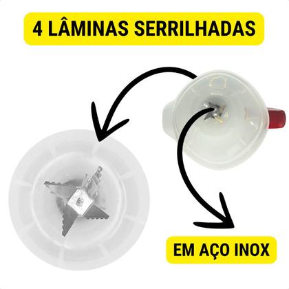 Imagem de Copo Para Liquidificador Resistente Compatível Com Britania B1000 Philco PH900 PH1200 Funkitchen Tampa Vermelha