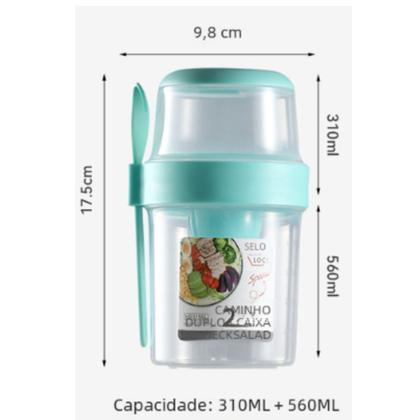 Imagem de Copo para Salada Alimentos Frescos com Garfo e Molheira