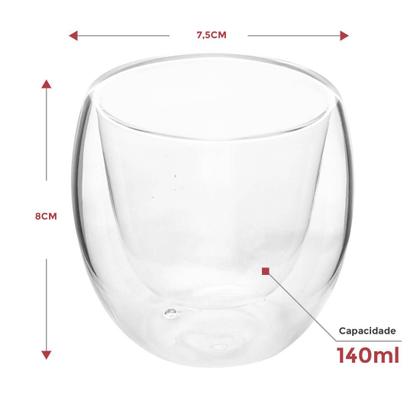 Imagem de Copo Parede Dupla de Vidro Café 140ml 4 Peças