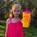 Imagem de Copo Plástico com Canudo Saia de Filó 600ML