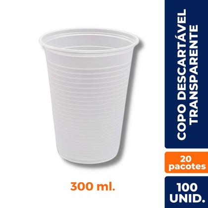 Imagem de Copo Plástico Descartável Transparente 300ml Caixa Com 2000