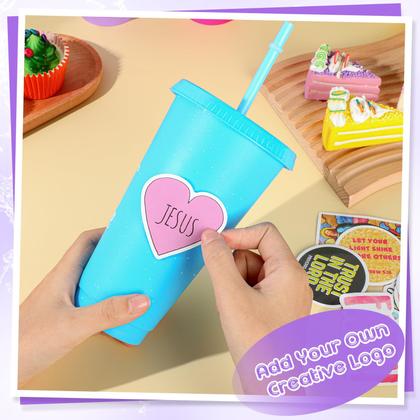 Imagem de Copo Plástico Skylety 700ml com Tampa e Canudo - Ideal para Presentes