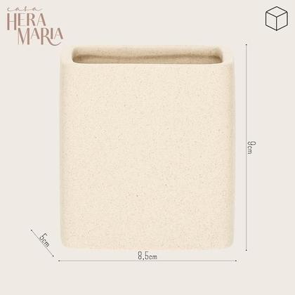 Imagem de Copo Porta Escovas Decorativo Multiuso Para Banheiro Lavabo Design Rústico Em Cerâmica