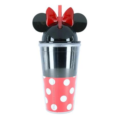 Imagem de Copo Preto Com Canudo E Orelhas Disney Minnie Lindo 450ml