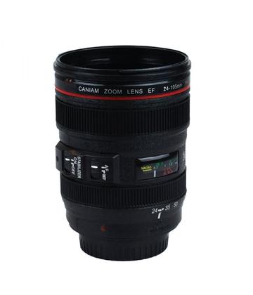 Imagem de Copo Preto Plástico Lente De Câmera Fotográfica 480 Ml