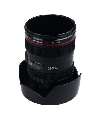 Imagem de Copo Preto Plástico Lente De Câmera Fotográfica 480 Ml