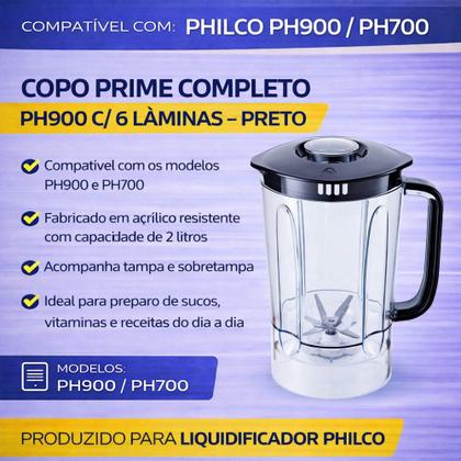 Imagem de Copo prime completo ph900 c/ 6 lâminas - preto