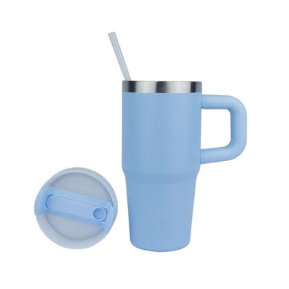 Imagem de Copo Quencher Térmico 420ml Garrafa com Alça e Canudo Bebidas Quentes e Frias