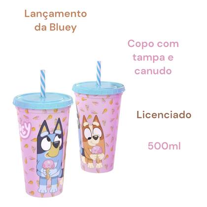 Copo Refri Bluey 500ml com Canudo e Tampa Plasútil - Copos - Magazine Luiza