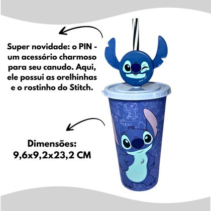 Imagem de Copo refri com tampa canudo pin stitch 500ml plastico agua suco