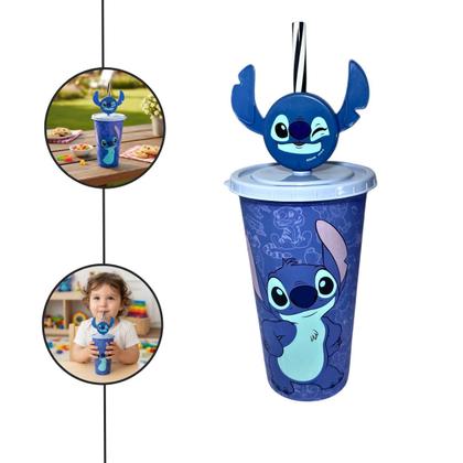 Imagem de Copo refri com tampa canudo pin stitch 500ml plastico agua suco
