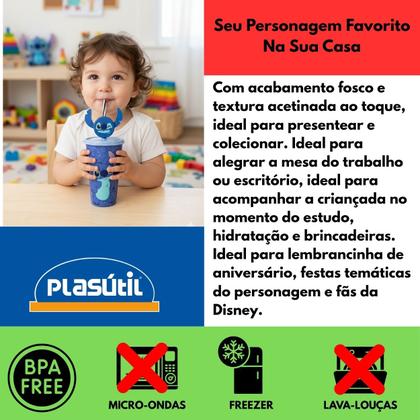 Imagem de Copo refri com tampa canudo pin stitch 500ml plastico agua suco