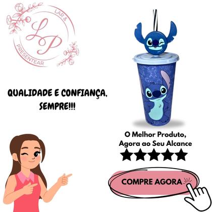 Imagem de Copo refri com tampa canudo pin stitch 500ml plastico agua suco
