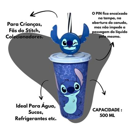 Imagem de Copo refri com tampa canudo pin stitch 500ml plastico agua suco