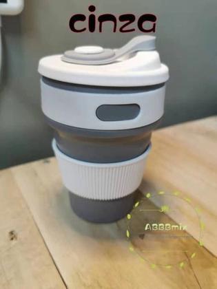 Imagem de Copo Retrátil C/ Tampa Silicone 350ml Reutilizável Pronta