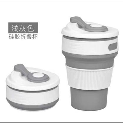 Imagem de Copo Retrátil C/ Tampa Silicone 350ml Reutilizável Pronta