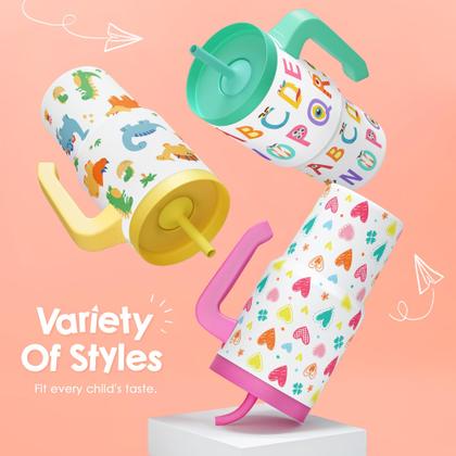 Imagem de Copo SANDJEST Alphabet 600 ml com alça e tampa de canudo de silicone