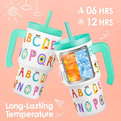 Imagem de Copo SANDJEST Alphabet 600 ml com alça e tampa de canudo de silicone