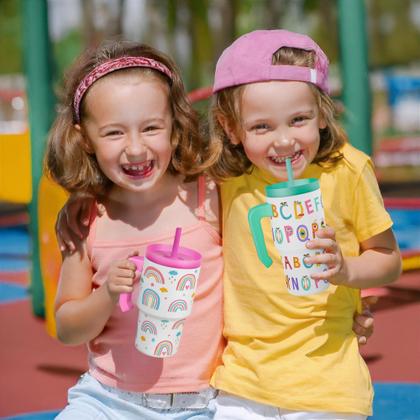 Imagem de Copo SANDJEST Alphabet 600 ml com alça e tampa de canudo de silicone