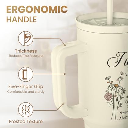 Imagem de Copo SANDJEST com alça isolada de aço inoxidável de 40 onças