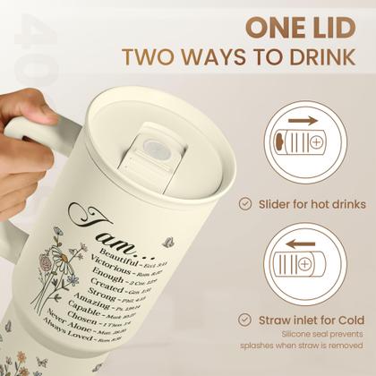 Imagem de Copo SANDJEST com alça isolada de aço inoxidável de 40 onças