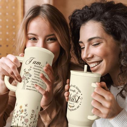 Imagem de Copo SANDJEST com alça isolada de aço inoxidável de 40 onças