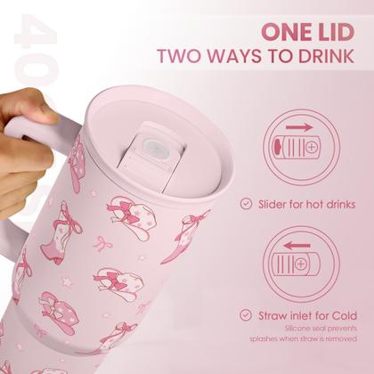 Imagem de Copo SANDJEST Cowgirl de 40 onças com alça de aço inoxidável