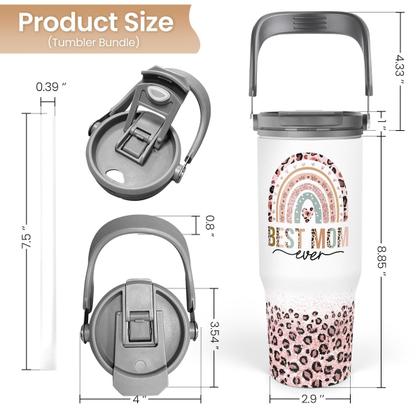 Imagem de Copo SANDJEST de 30 onças com alça de aço inoxidável Flip Straw