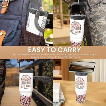 Imagem de Copo SANDJEST de 30 onças com alça de aço inoxidável Flip Straw