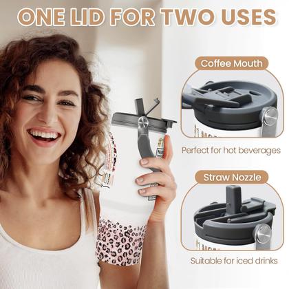 Imagem de Copo SANDJEST de 30 onças com alça de aço inoxidável Flip Straw