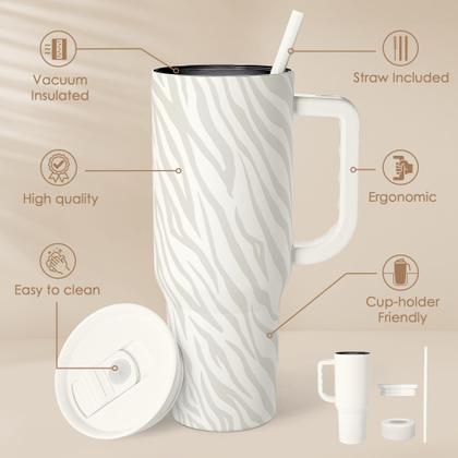 Imagem de Copo SANDJEST Zebra Skin Slider 1,2 L com alça e canudo