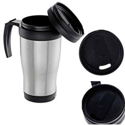 Imagem de Copo Semi Térmico Bebida Quente ou Gelada de Aço Inox 450ml Tampa de Plástico  Facilite Ud Cascavél