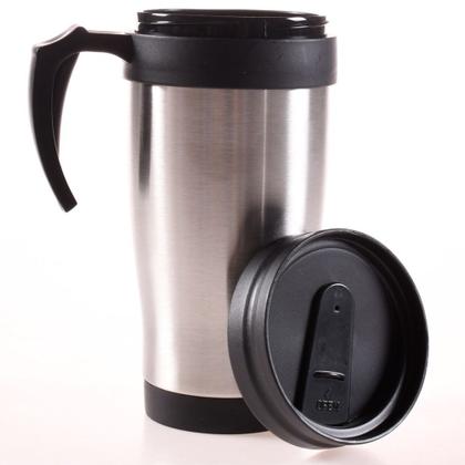 Imagem de Copo Semi Térmico Bebida Quente ou Gelada de Aço Inox 450ml Tampa de Plástico  Facilite Ud Cascavél