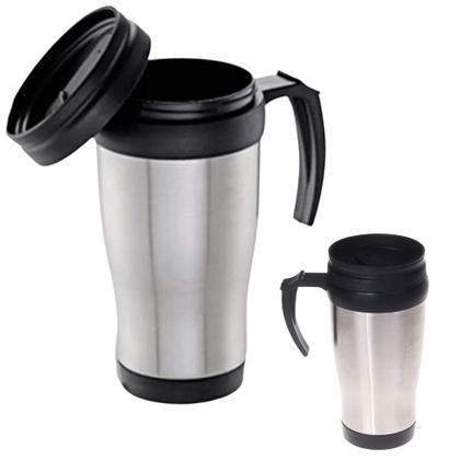 Imagem de Copo Semi Térmico Bebida Quente ou Gelada de Aço Inox 450ml Tampa de Plástico  Facilite Ud Cascavél