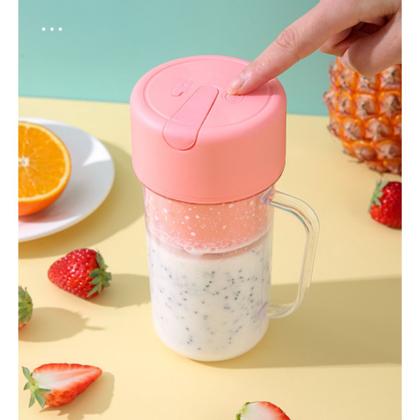 Imagem de Copo Shaker Misturador Mixer Caneca Liquidificador Mini Juicer 420ml com 6 laminas com tampa e canudo Recarregavel Porta