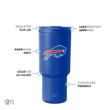 Imagem de Copo Simple Modern NFL Buffalo Bills 900ml - com Tampa e Canudo