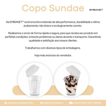 Imagem de Copo Sundae Plástico Transparente Gomado 180ml Com Tampa 50U