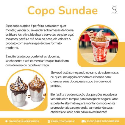 Imagem de Copo Sundae Plástico Transparente Gomado 180ml Com Tampa 50U