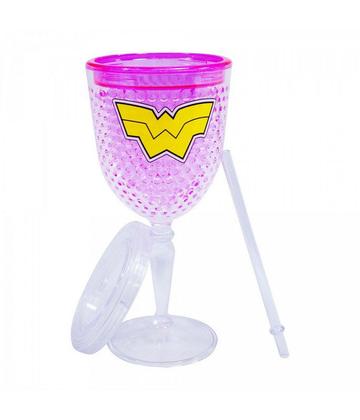 Imagem de Copo Taça Mulher Maravilha 300ml Gel Isolante Com Canudo DC Comics