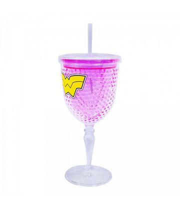 Imagem de Copo Taça Mulher Maravilha 300ml Gel Isolante Com Canudo DC Comics