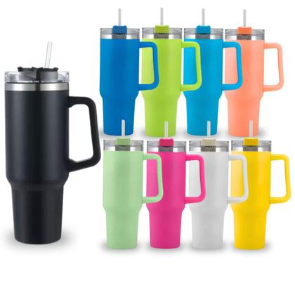 Imagem de Copo Térmico 1200ml Aço Inox Canudo Tampa Bebidas Quente Fria